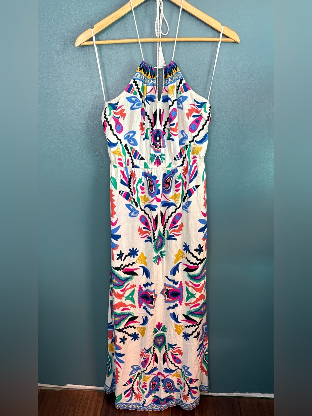 Flying Tomato Women’s Halter Flowy Colorful Paisley Maxi Dress Size M